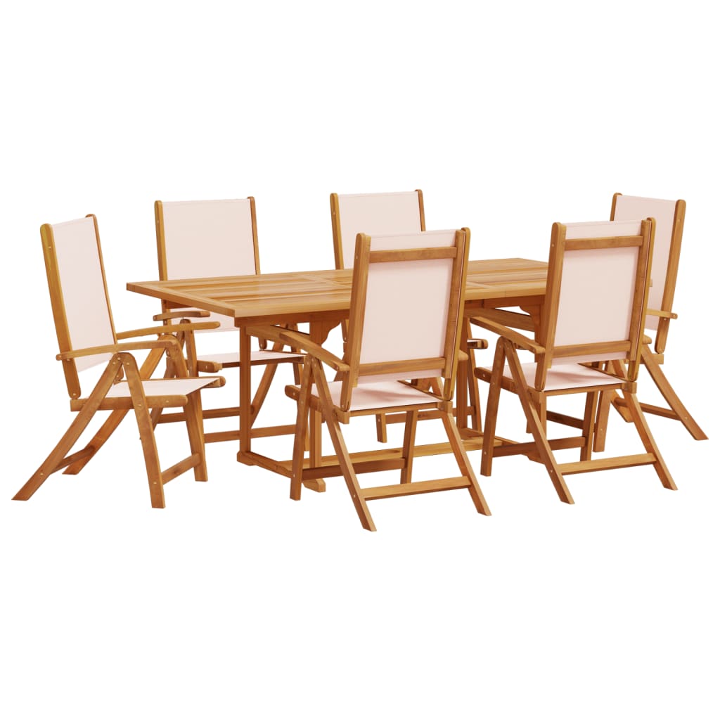 Ensemble à Manger de jardin 7pcs bois d'acacia solide textilène