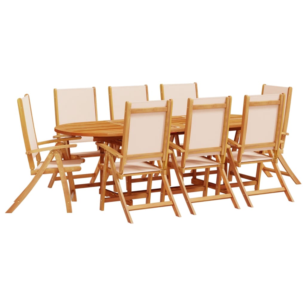 Ensemble à manger de jardin 9pcs bois d'acacia solide textilène