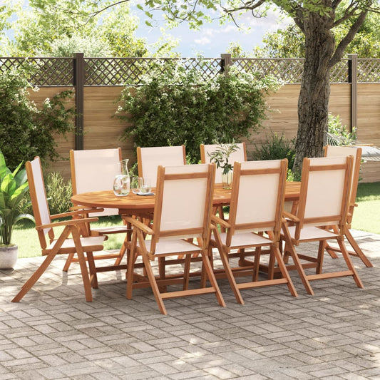 Ensemble à manger de jardin 9pcs bois d'acacia solide textilène