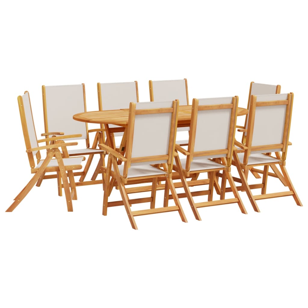 Ensemble à manger de jardin 9pcs bois d'acacia solide textilène