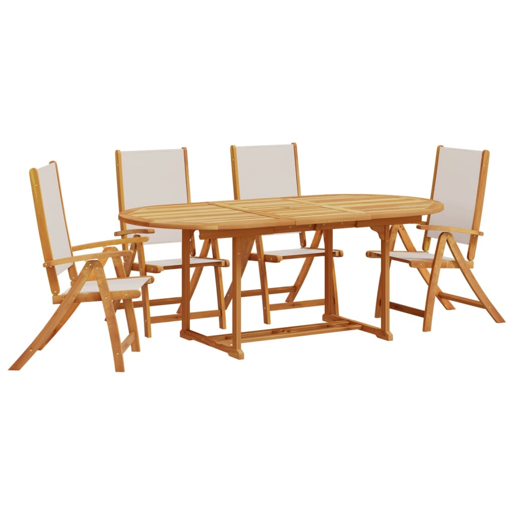 Ensemble à manger de jardin 5pcs bois d'acacia solide textilène