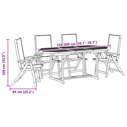 Ensemble à manger de jardin 5pcs bois d'acacia solide textilène