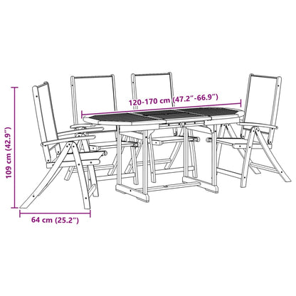 Ensemble à manger de jardin 5pcs bois d'acacia solide textilène