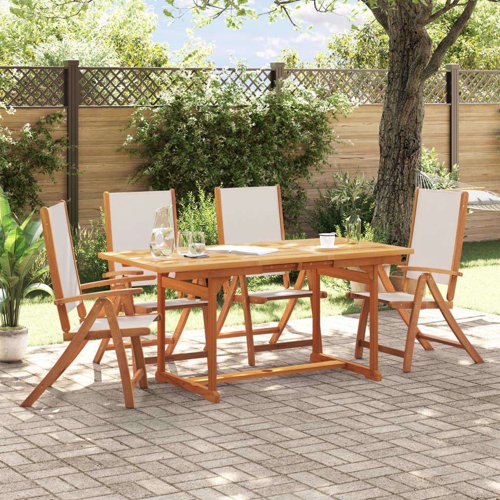 Ensemble à manger de jardin 5pcs bois d'acacia solide textilène