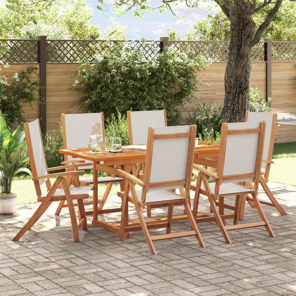 Ensemble à Manger de jardin 7pcs bois d'acacia solide textilène