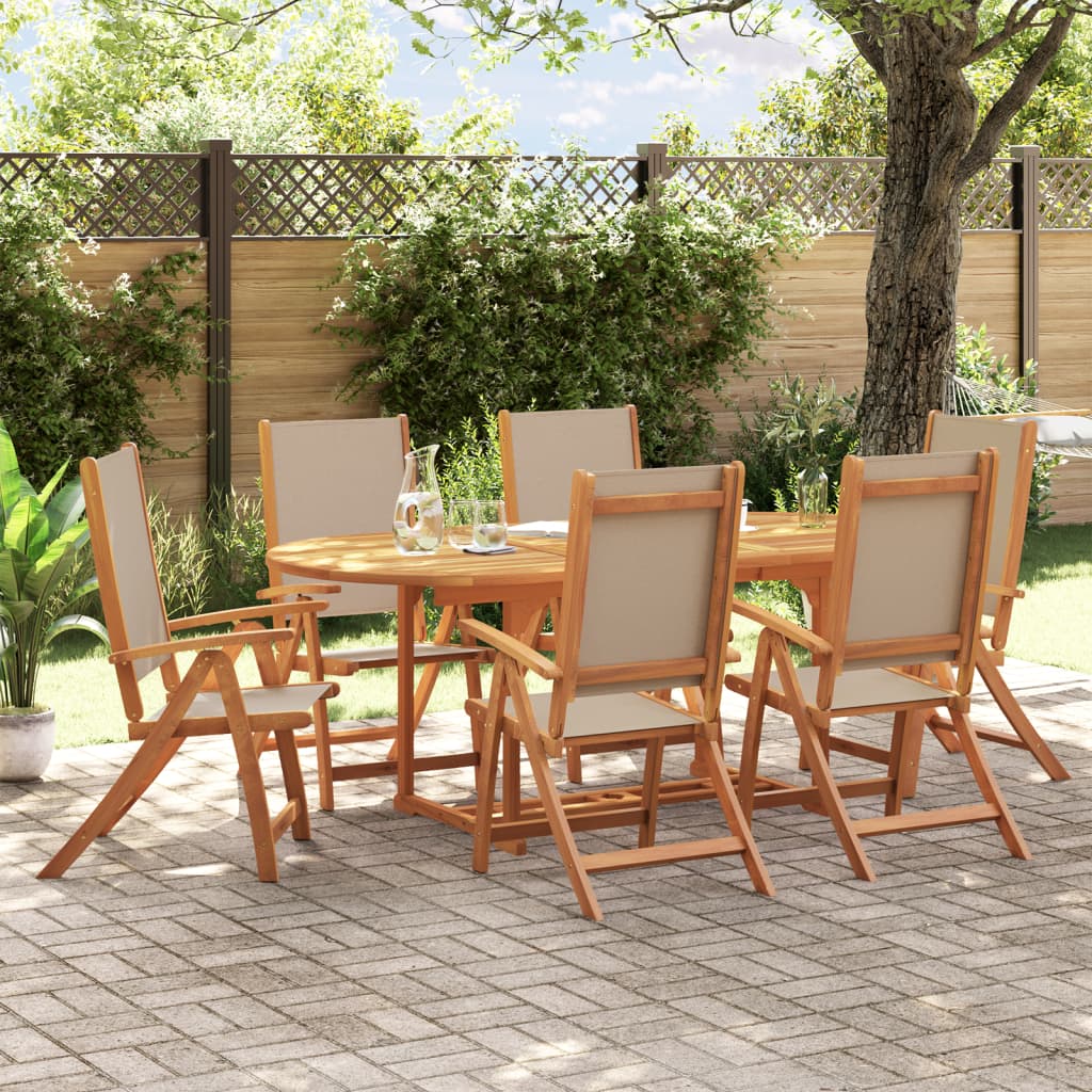 Ensemble à Manger de jardin 7pcs bois d'acacia solide textilène