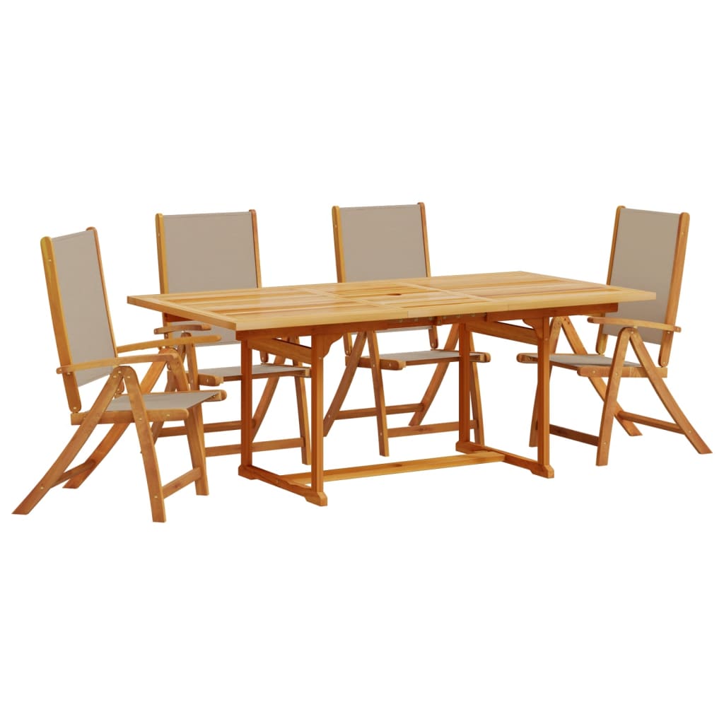 Ensemble à manger de jardin 5pcs bois d'acacia solide textilène