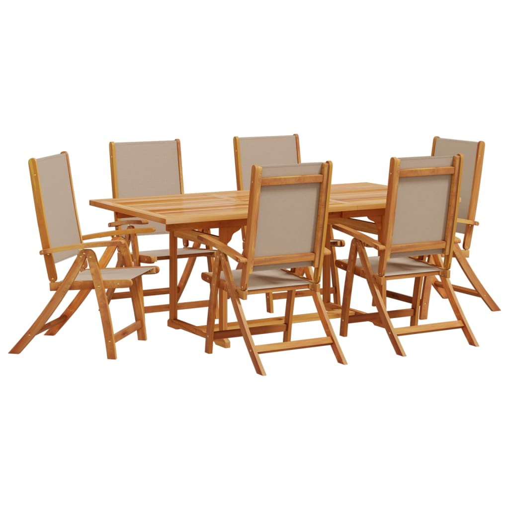 Ensemble à Manger de jardin 7pcs bois d'acacia solide textilène