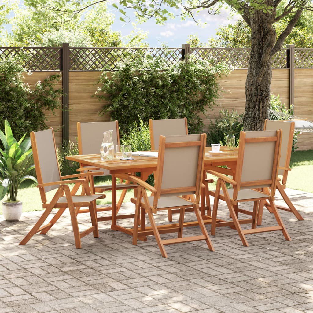 Ensemble à Manger de jardin 7pcs bois d'acacia solide textilène