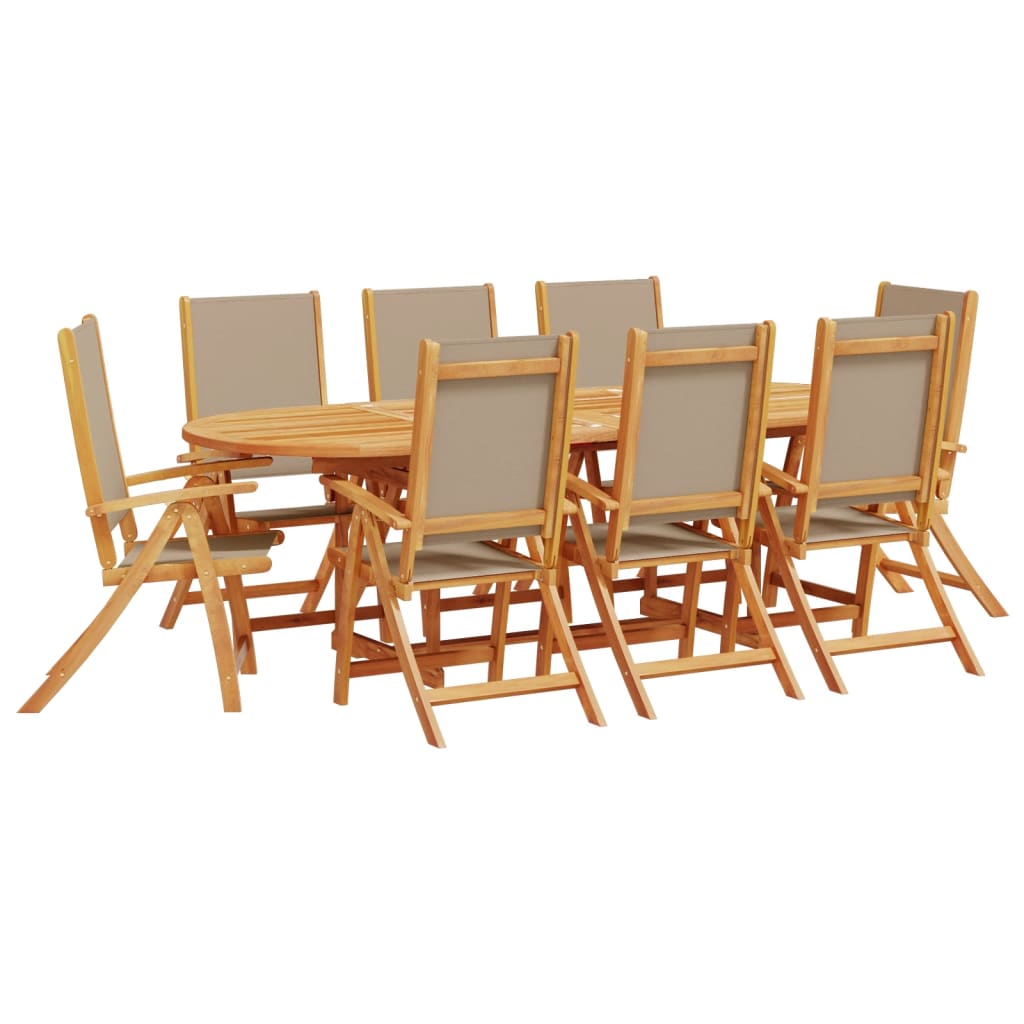 Ensemble à manger de jardin 9pcs bois d'acacia solide textilène