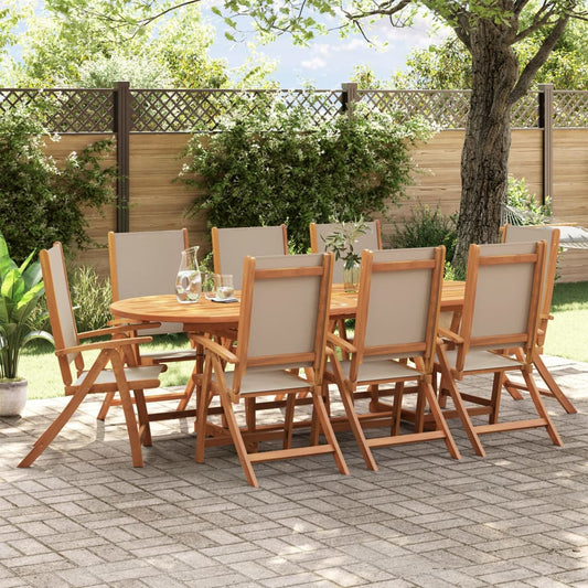 Ensemble à manger de jardin 9pcs bois d'acacia solide textilène