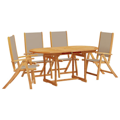 Ensemble à manger de jardin 5pcs bois d'acacia solide textilène