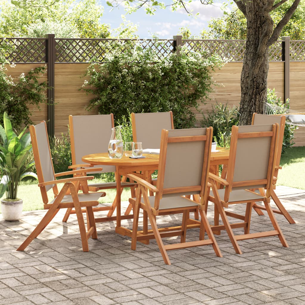 Ensemble à Manger de jardin 7pcs bois d'acacia solide textilène