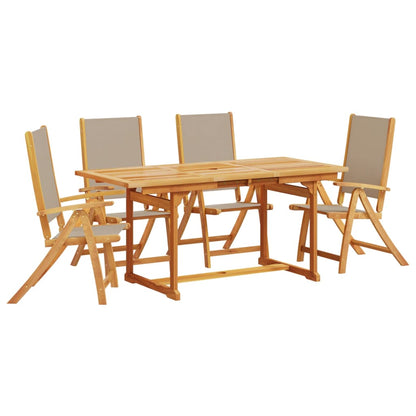 Ensemble à manger de jardin 5pcs bois d'acacia solide textilène