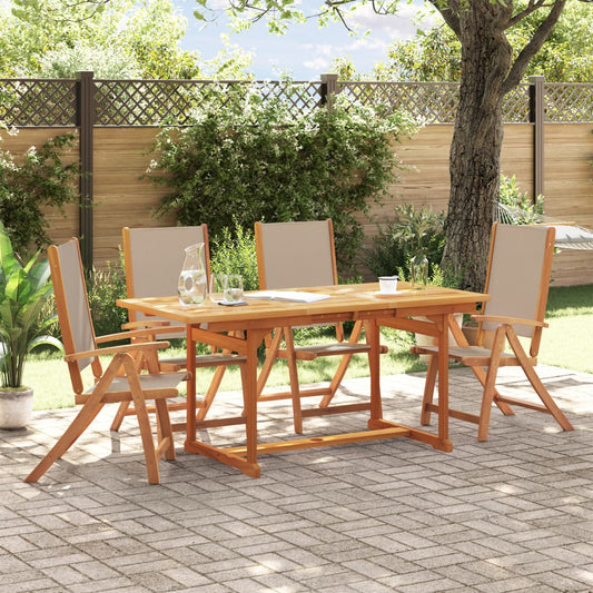 Ensemble à manger de jardin 5pcs bois d'acacia solide textilène