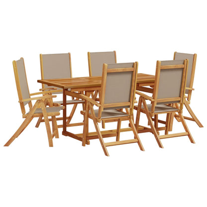 Ensemble à Manger de jardin 7pcs bois d'acacia solide textilène