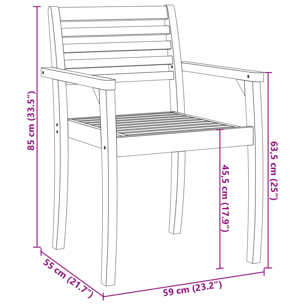 Chaises de jardin lot de 4 59x55x85 bois massif d'acacia