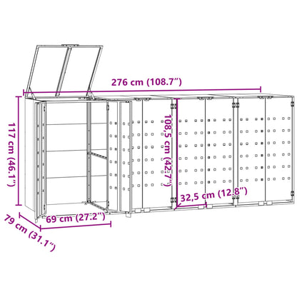 Rangement à roulettes pour poubelles pour 4 bacs anthracite