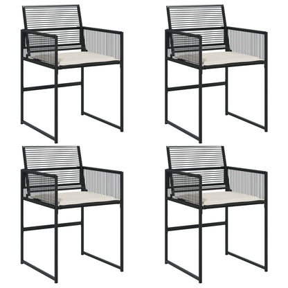 Chaises de jardin lot de 4 avec coussins noir résine tressée