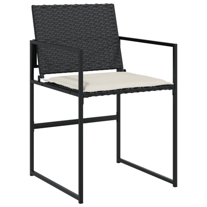 Chaises de jardin lot de 4 avec coussins noir résine tressée