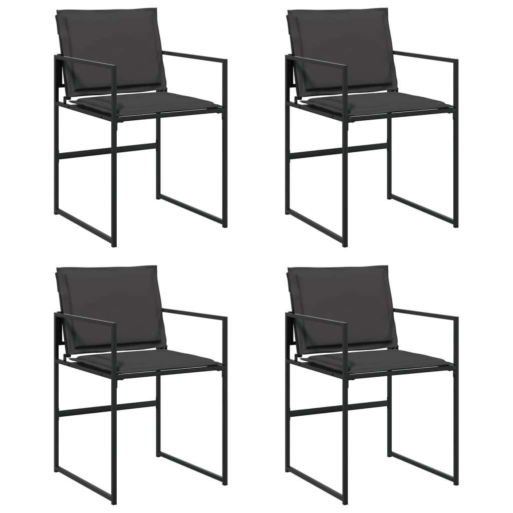 Chaises de jardin et coussins lot de 4 noir acier et textilène