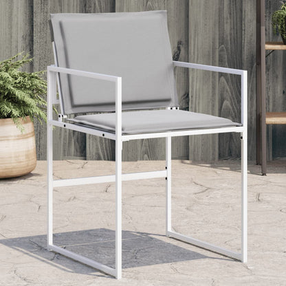 Chaises de jardin avec coussins lot de 4 blanc acier/textilène