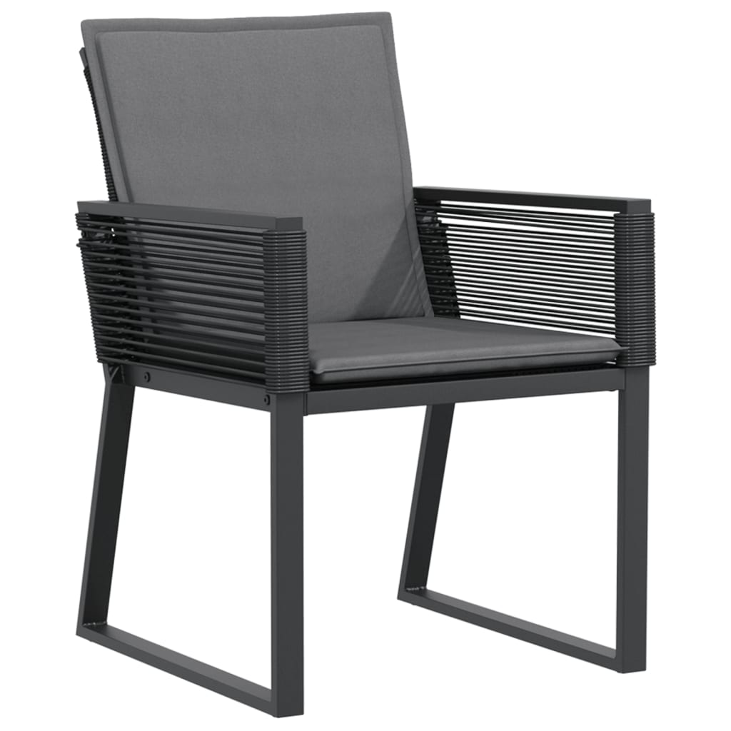 Chaises de jardin avec coussins lot de 2 noir résine tressée