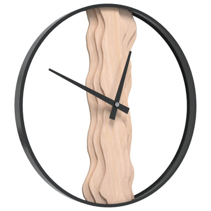 Horloge murale marron Ø35 cm fer et bois de chêne