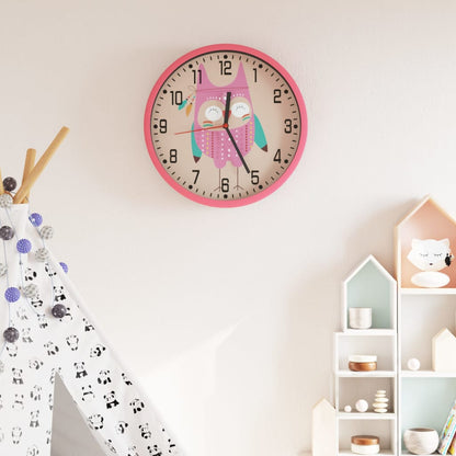 Horloge murale rose Ø25,5 cm polystyrène et verre