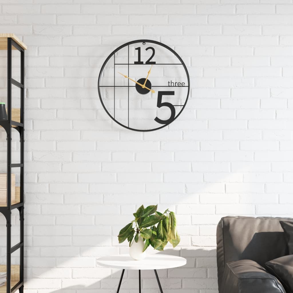 Horloge murale noir Ø50 cm fer