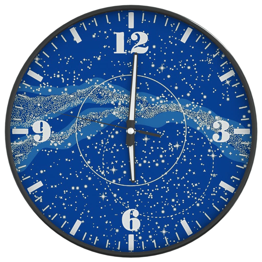 Horloge murale et échelles et aiguilles lumineuses bleu Ø30 cm