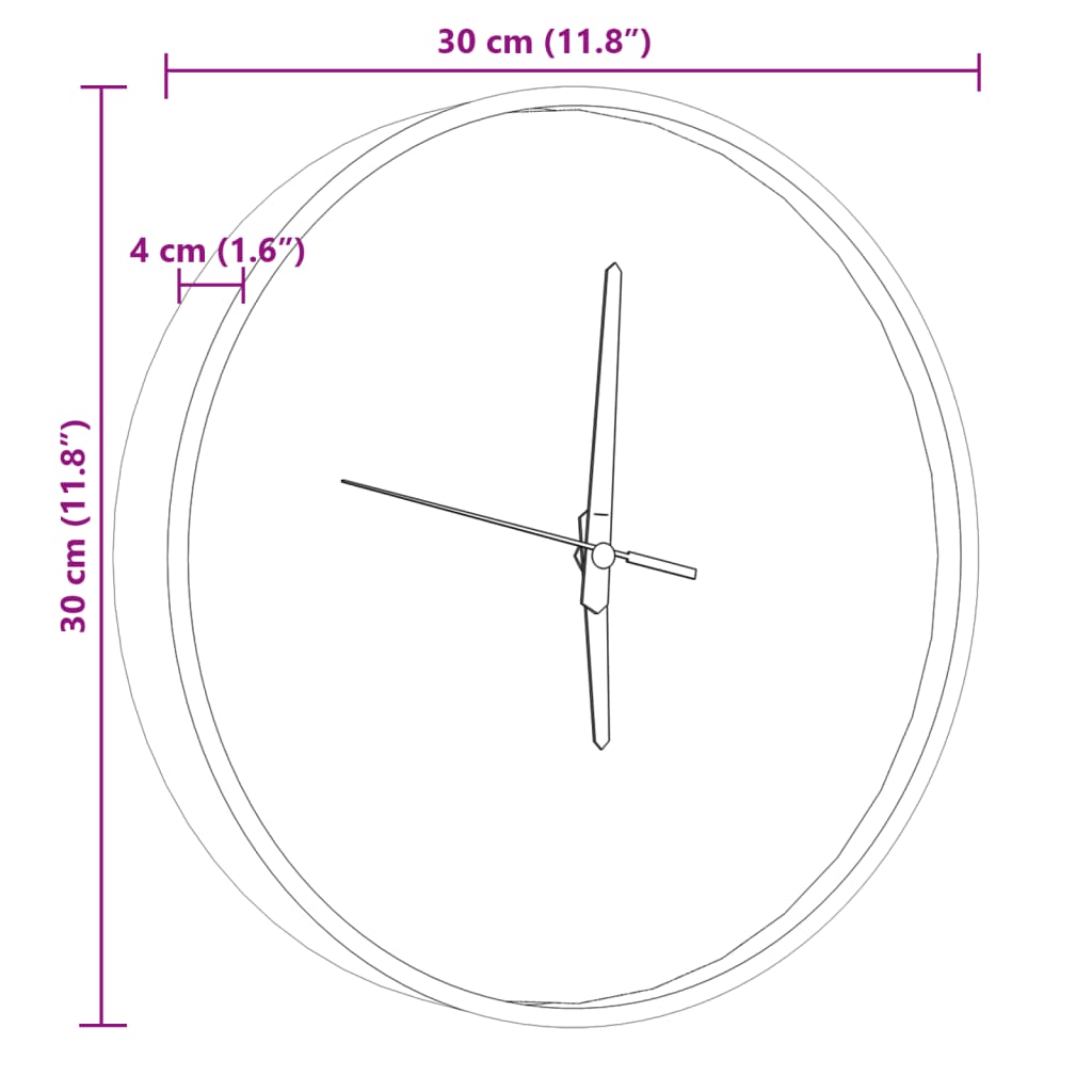 Horloge murale et échelles et aiguilles lumineuses bleu Ø30 cm