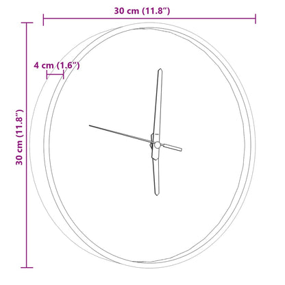 Horloge murale et échelles et aiguilles lumineuses bleu Ø30 cm