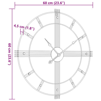 Horloge murale noir Ø60 cm fer