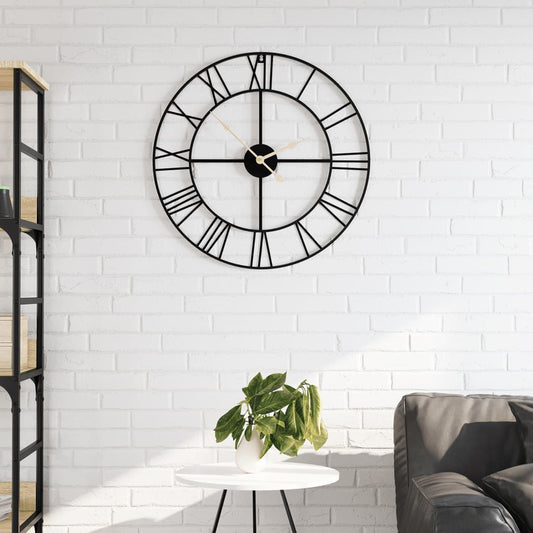 Horloge murale noir Ø50 cm fer