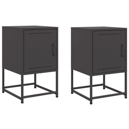 Tables de chevet 2 pcs noir 36x39x60,5 cm acier