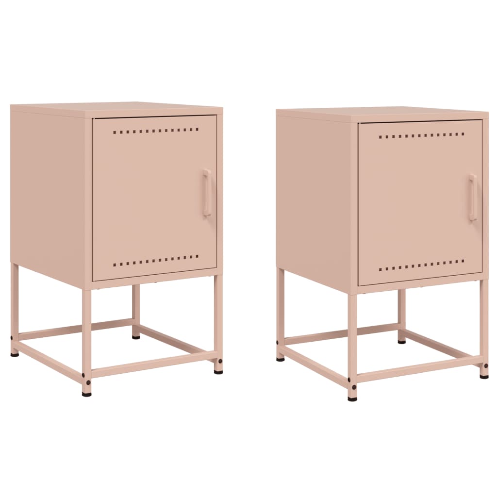 Tables de chevet 2 pcs rose 36x39x60,5 cm acier