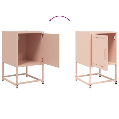 Tables de chevet 2 pcs rose 36x39x60,5 cm acier