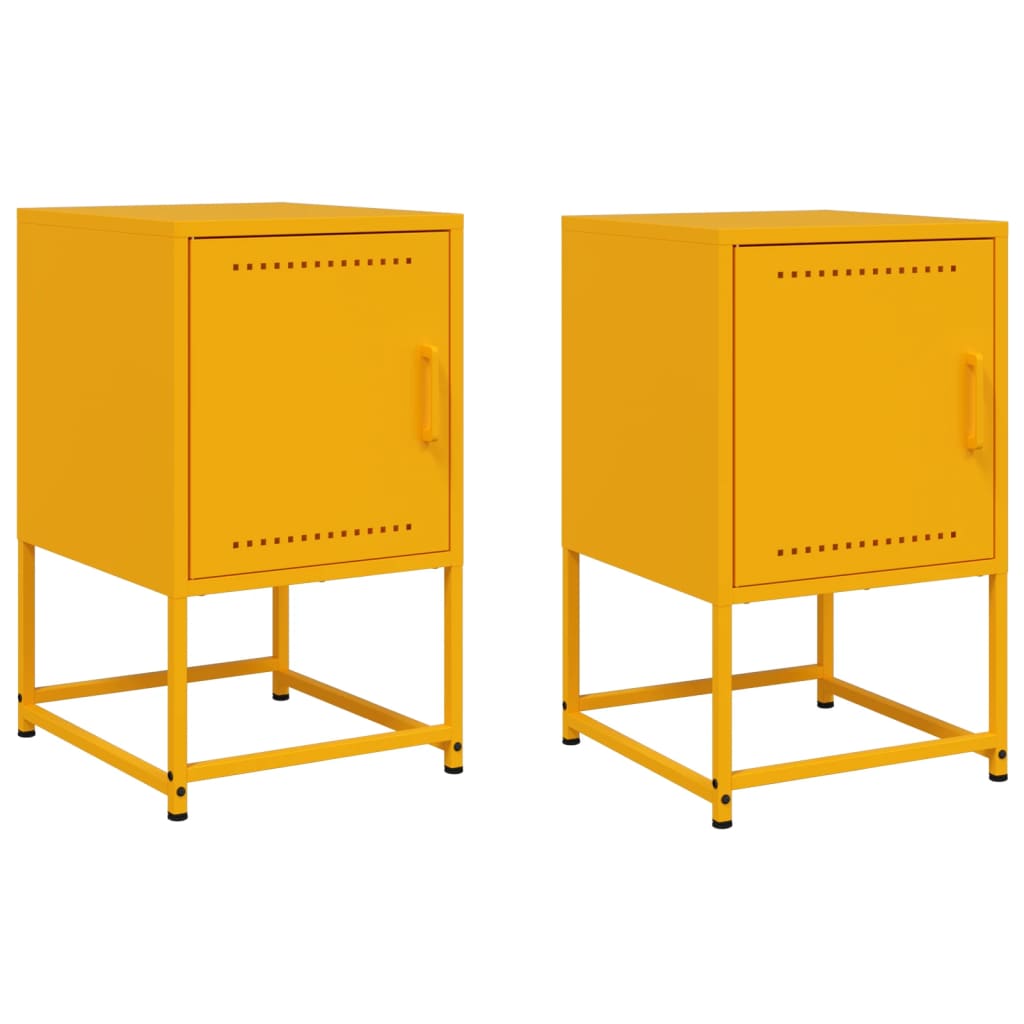 Tables de chevet 2 pcs jaune moutarde 36x39x60,5 cm acier