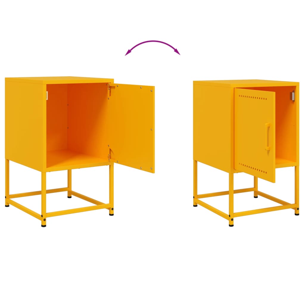 Tables de chevet 2 pcs jaune moutarde 36x39x60,5 cm acier