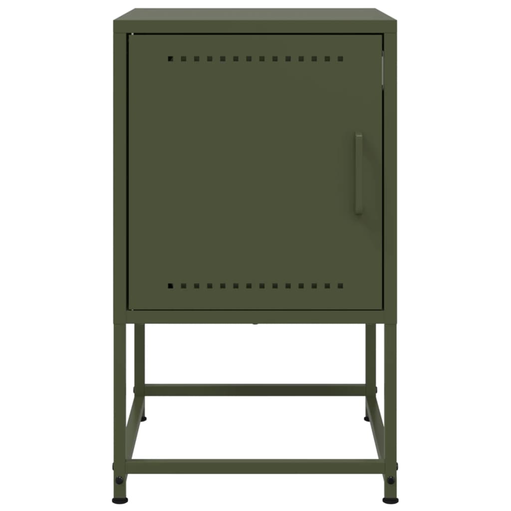 Table de chevet vert olive 36x39x60,5 cm acier