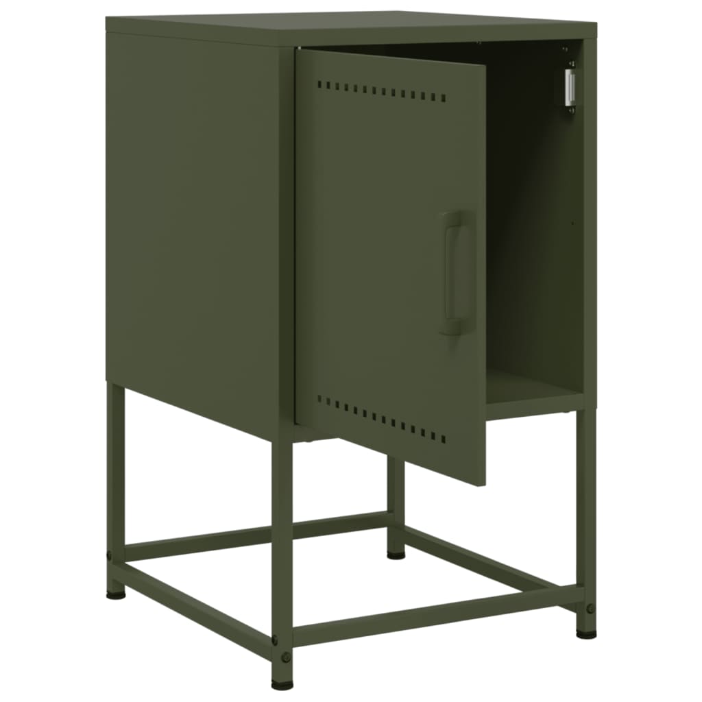 Table de chevet vert olive 36x39x60,5 cm acier