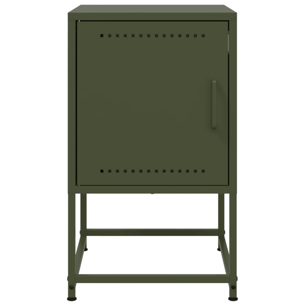 Tables de chevet 2 pcs vert olive 36x39x60,5 cm acier