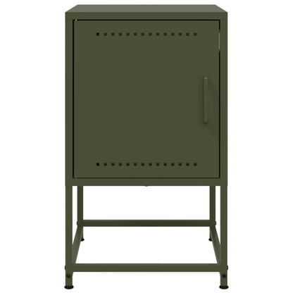 Tables de chevet 2 pcs vert olive 36x39x60,5 cm acier