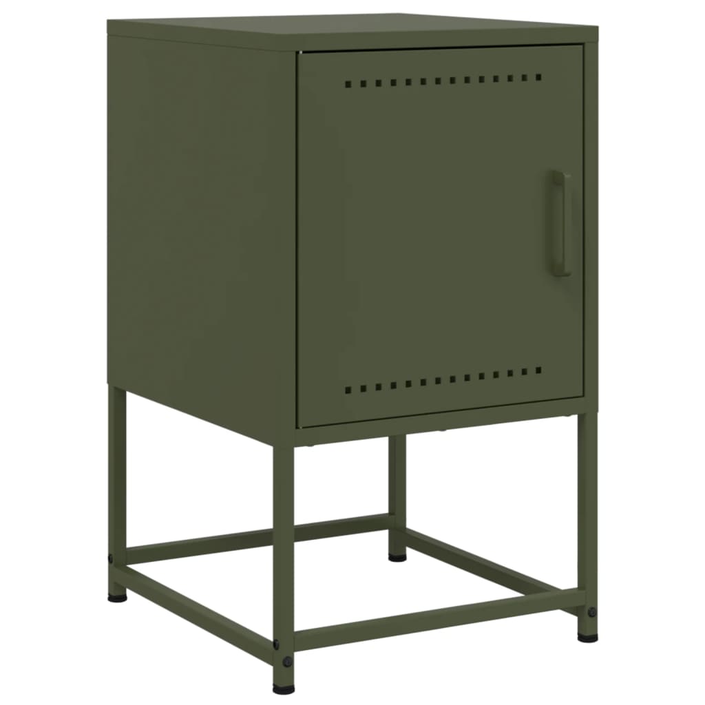 Tables de chevet 2 pcs vert olive 36x39x60,5 cm acier