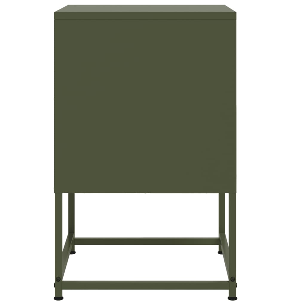 Tables de chevet 2 pcs vert olive 36x39x60,5 cm acier