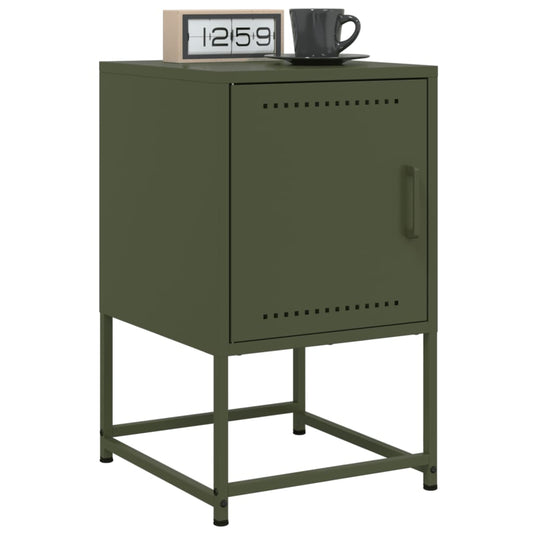 Tables de chevet 2 pcs vert olive 36x39x60,5 cm acier