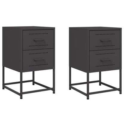 Tables de chevet 2 pcs noir 36x39x60,5 cm acier