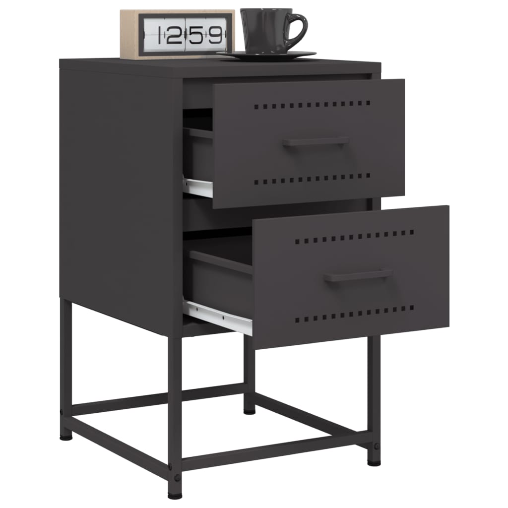 Tables de chevet 2 pcs noir 36x39x60,5 cm acier