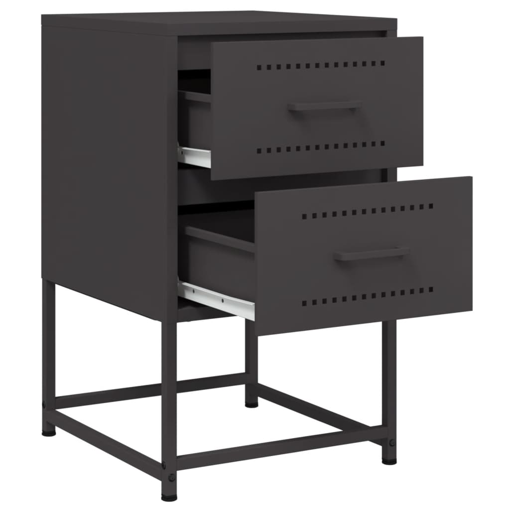 Tables de chevet 2 pcs noir 36x39x60,5 cm acier